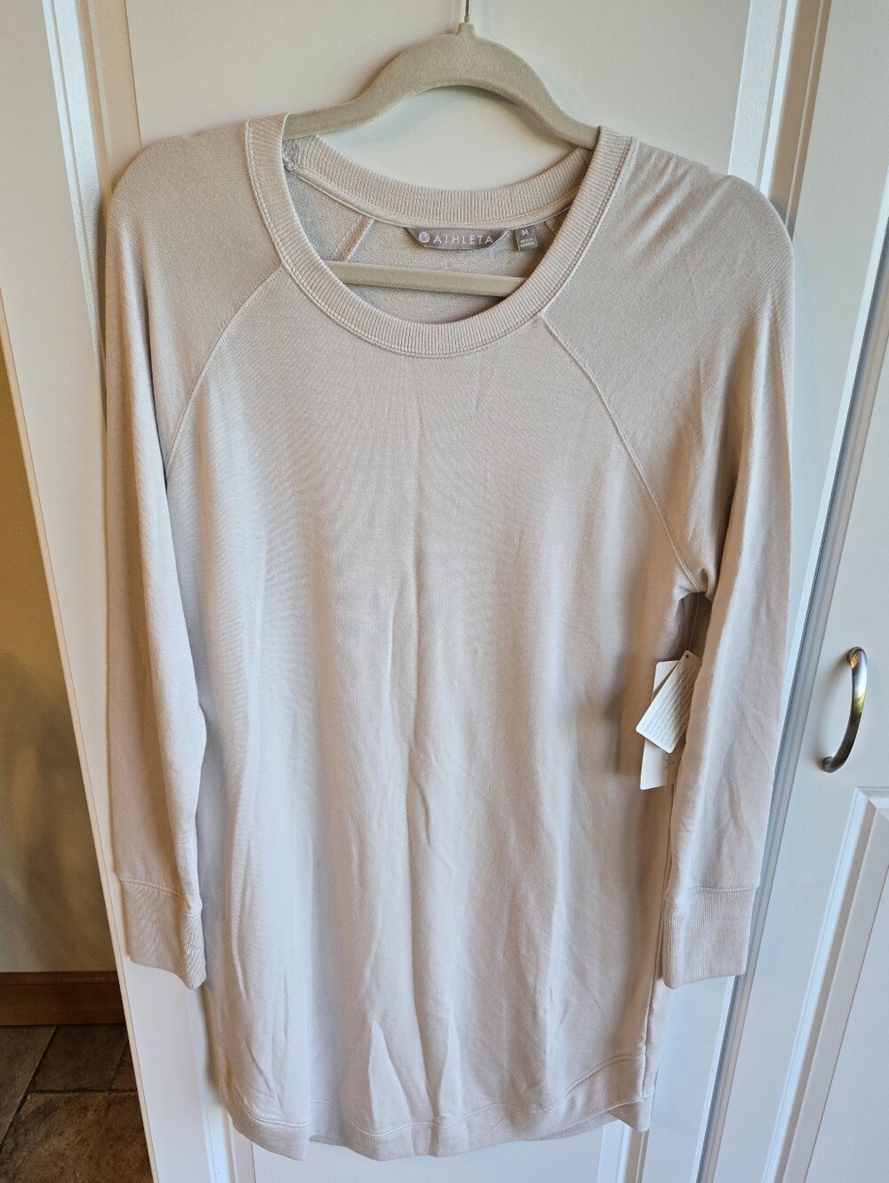 Athleta Cream Long Sleeve Mindset Sweatshirt Dress